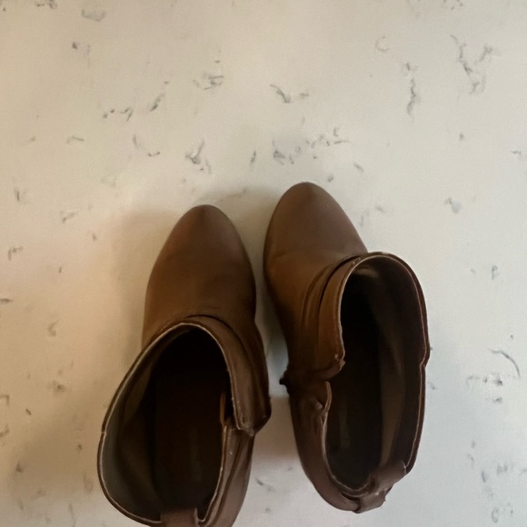 Express brown tan booties with ankle zip and gold buckle detail. EUC - Picture 4 of 5